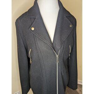 Kenneth Cole black wool blend pea coat size 14